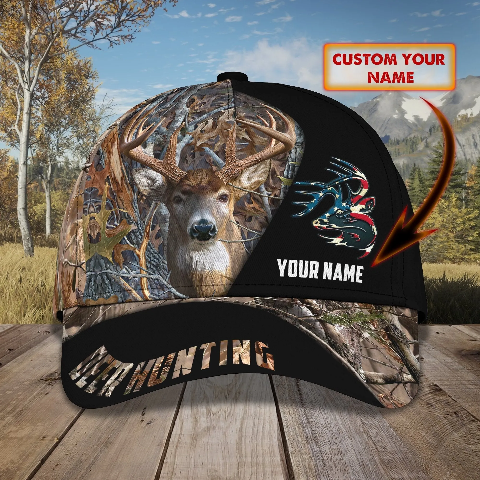 3D Classic Cap American Deer Hunting Personalized Name Cap Namashops
