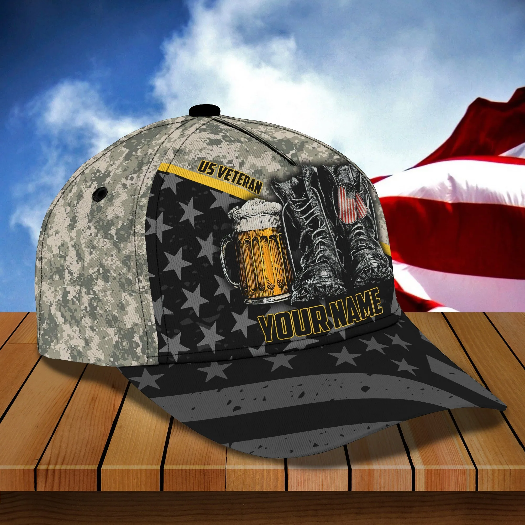 3D Classic Cap Beer And Veteran Personalized Name Cap Beer Namashops