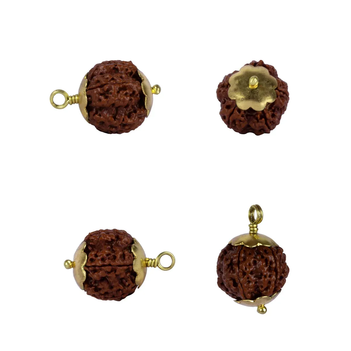 5 Face Rudraksha Pendant | Nepali Rudraksha Bead Pendant/ Rudraksh Locket with Golden Cup for Men & Women