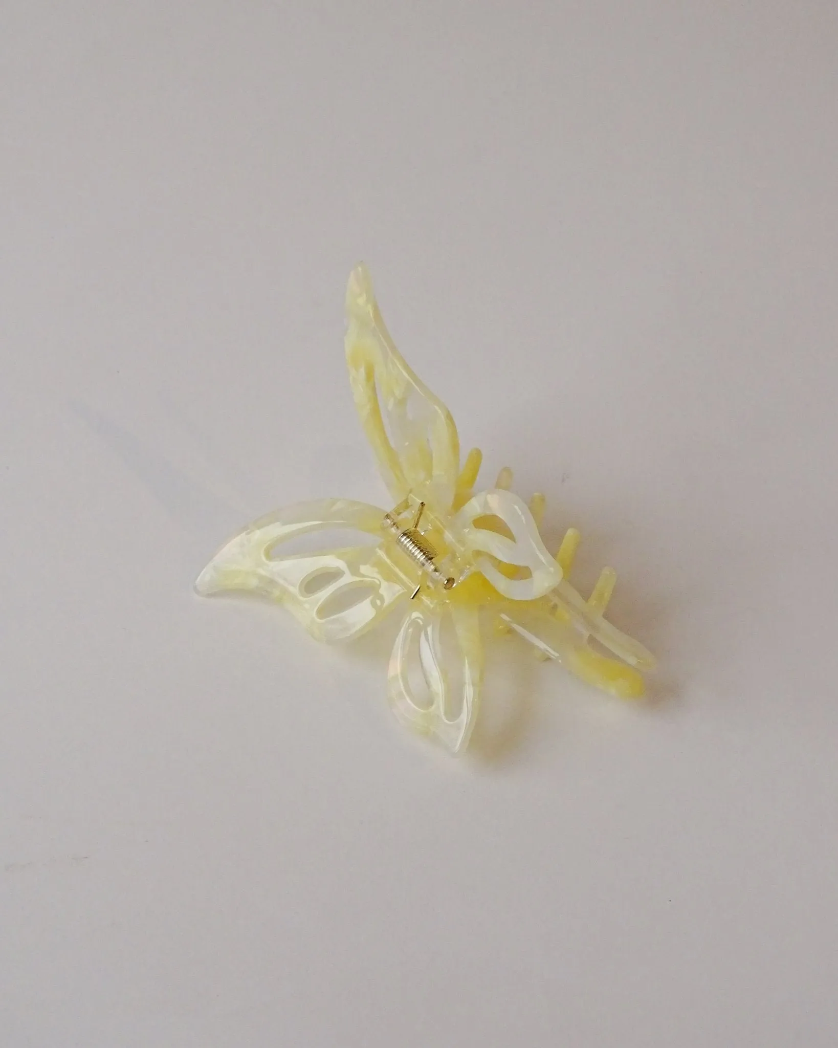 Claw Clip Big Butterfly Yellow Beige