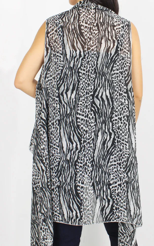 EAV9953 Animal Print Vest Cover Up