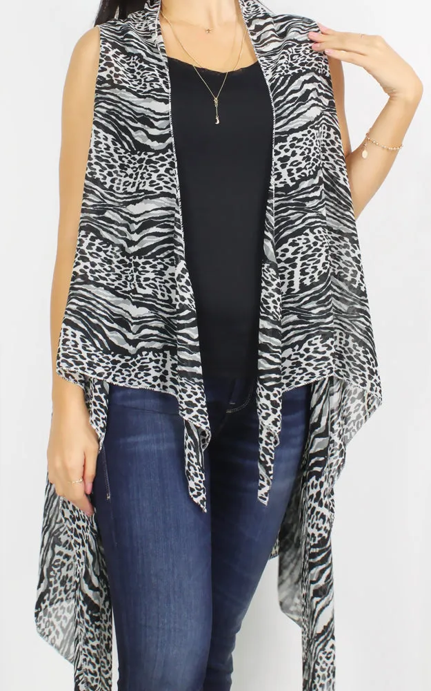 EAV9953 Animal Print Vest Cover Up