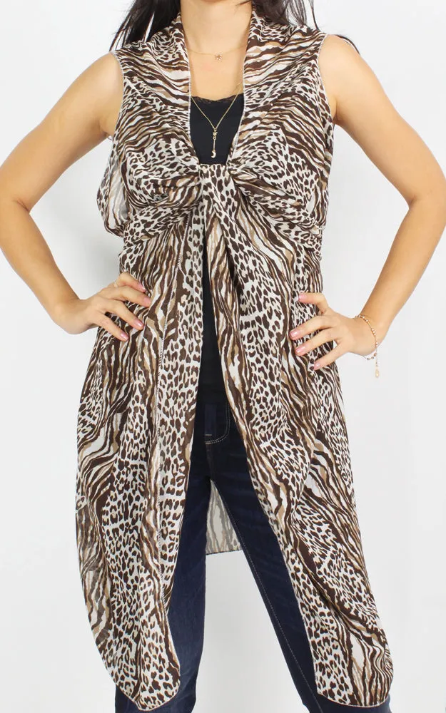 EAV9953 Animal Print Vest Cover Up