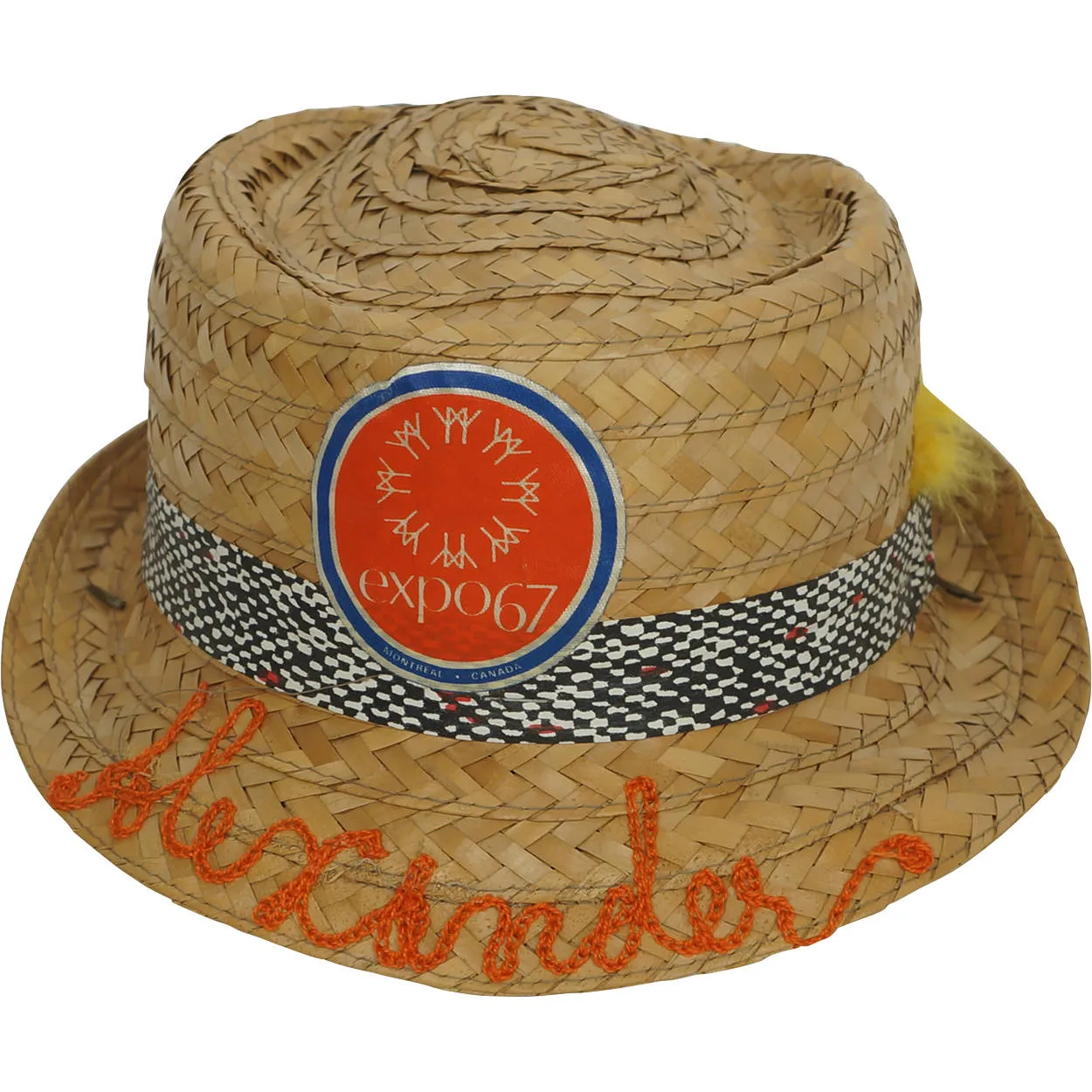 Expo 67 Souvenir Straw Trilby Hat Montreal World Fair Boys Size