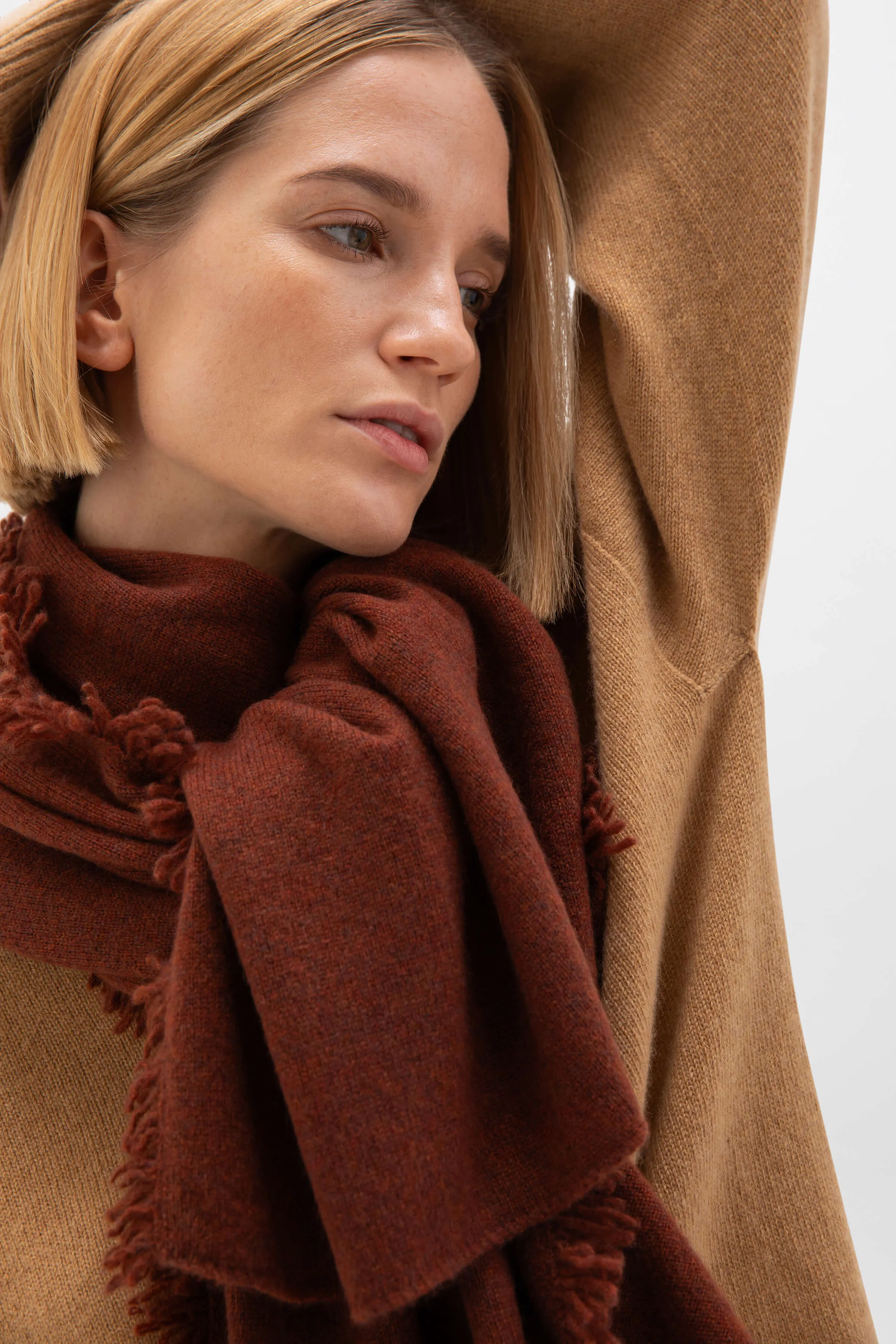 Fringed Gauzy Cashmere Stole