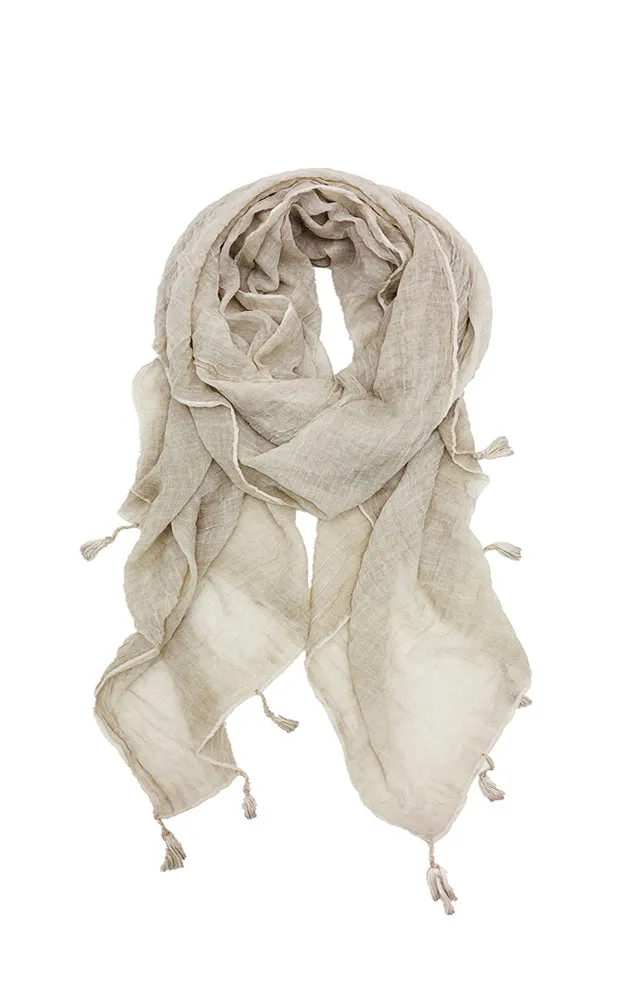JC020281 Solid Crinkled Cotton Scarf w/Tassels