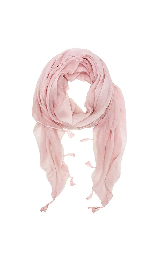 JC020281 Solid Crinkled Cotton Scarf w/Tassels
