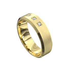 Matt & Polished Three Stone Bevel Diamond Ring