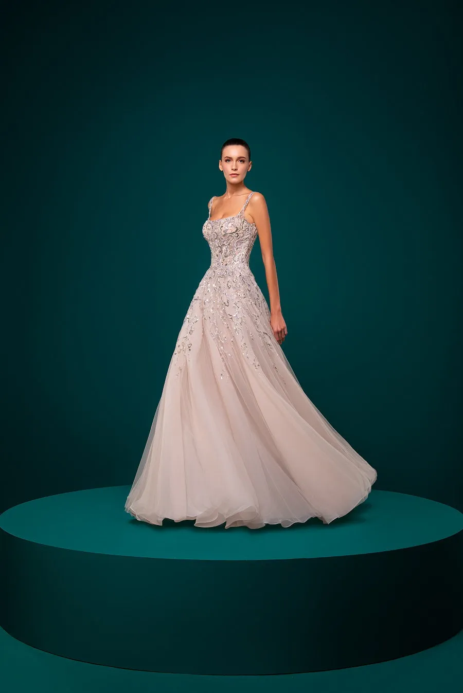Nude Cloche Dress With Light Beading Online UAE