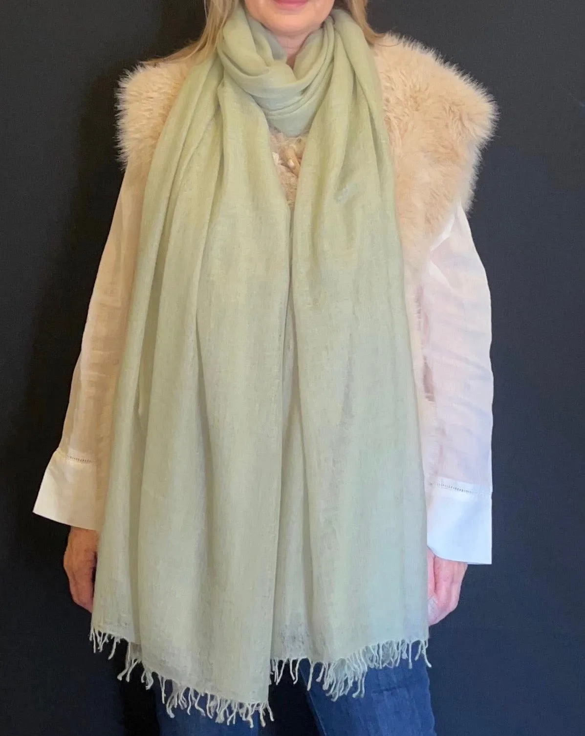 PURE CASHMERE WRAP CELADON