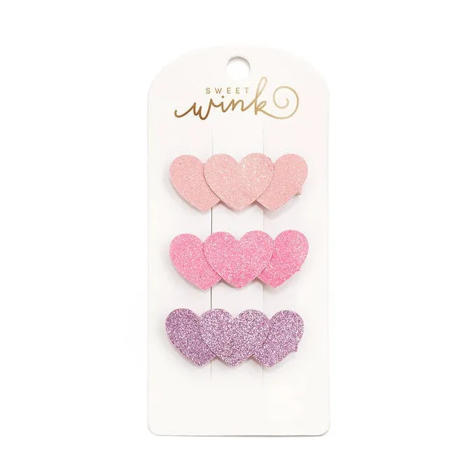 Triple Heart Hair Clips - Set of 3 by Sweet Wink