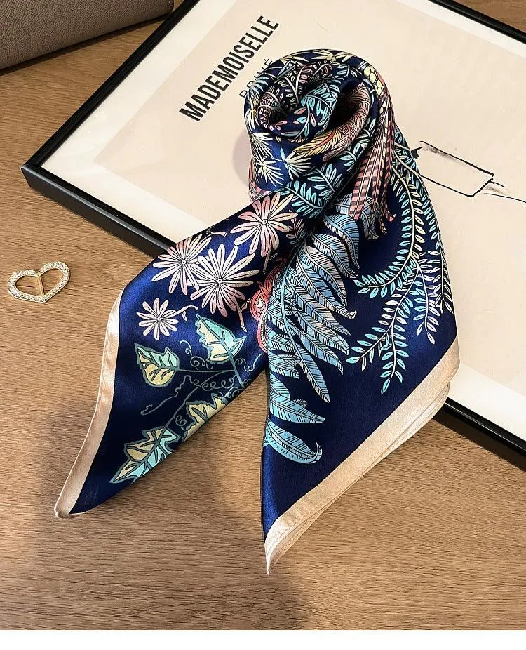 Tropical Plant Patterns mulberry silk scarf/65CM 100% mulberry silk scarf/Silk shawl/Gift for her